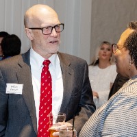 A man and women talking